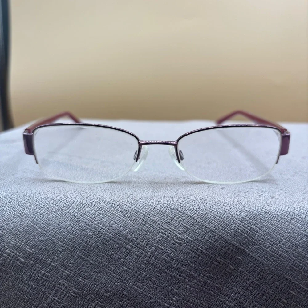 Elle EL18791 Red Purple Semi Rimless Eyeglass Frames 49-18-135 with Case